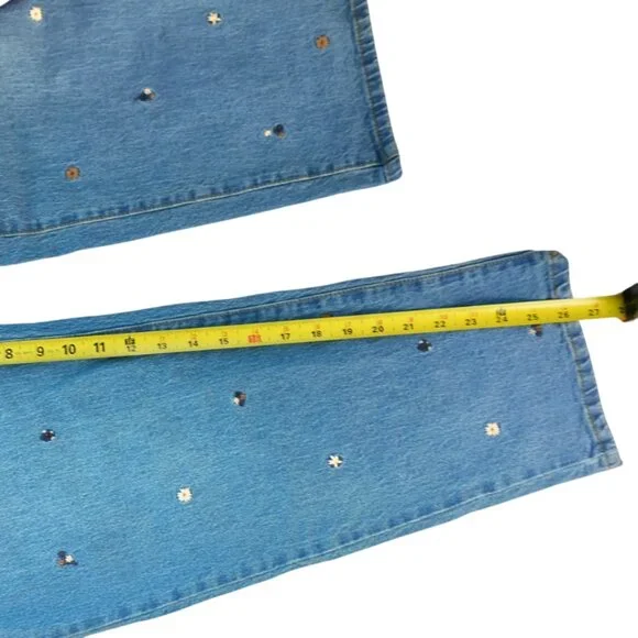 UNIVERSAL THREAD Size 12 Vintage Straight High Rise Floral Embroyered Boho - Picture 7 of 8